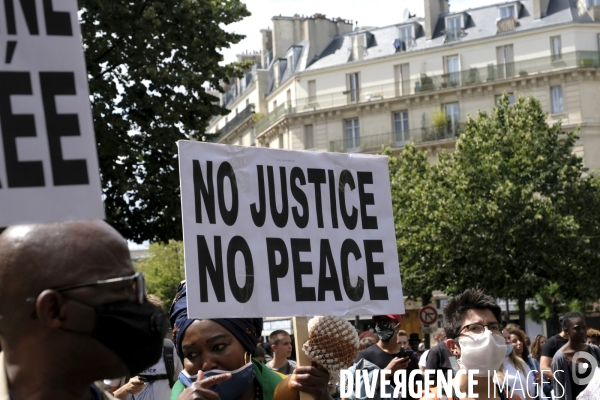 Adama Traoré, Lamine Dieng : rassemblement à Paris contre les violences policières. Adama Traore, Lamine Dieng, gathering in Paris against police violence.