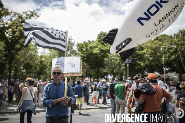 Manifestation des salariés de Nokia Lannion