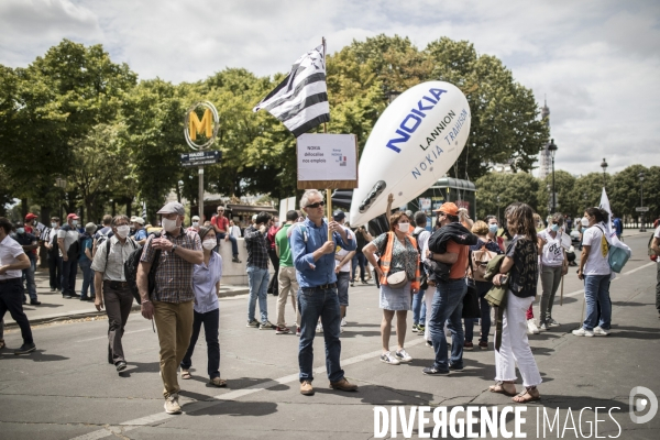 Manifestation des salariés de Nokia Lannion