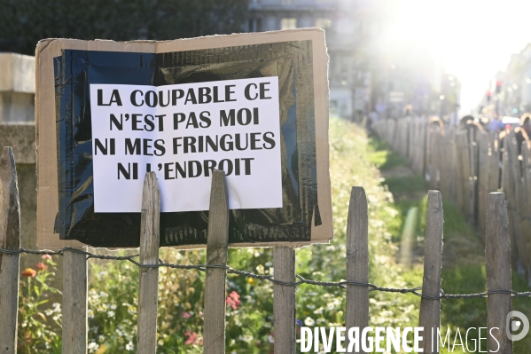 Rassemblement féministes contre le dernier remaniement ministériel avec l arrivée au gouvernement de Gérard Darmanin et Eric Dupont-Moretti. Feminists  protest against the latest cabinet reshuffle with the arrival in government of Gérar