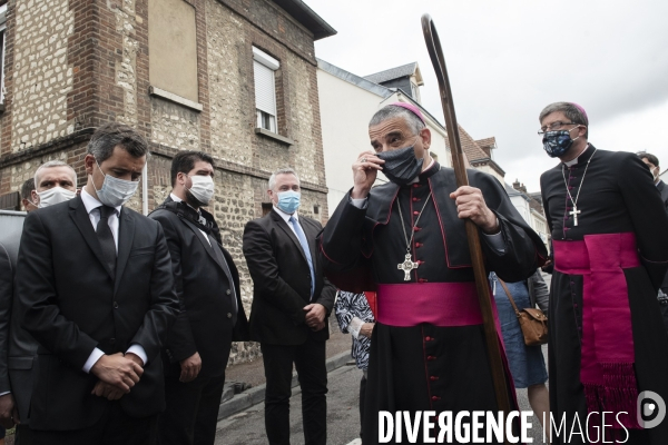 Gérald Darmanin commémore le 4ème anniversaire de l attentat  contre l église de Saint-Etienne-du-Rouvray