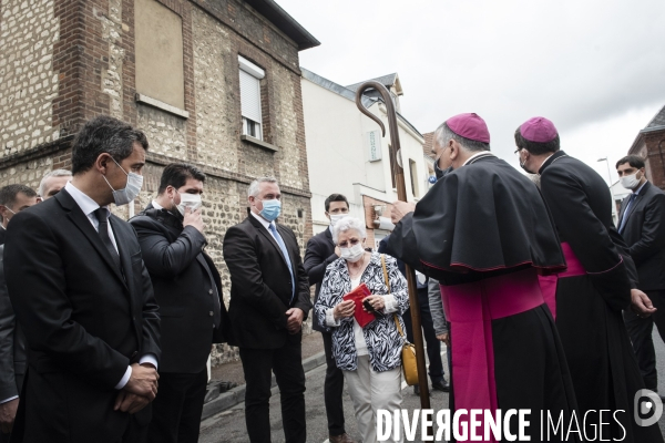 Gérald Darmanin commémore le 4ème anniversaire de l attentat  contre l église de Saint-Etienne-du-Rouvray