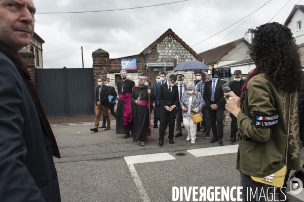 Gérald Darmanin commémore le 4ème anniversaire de l attentat  contre l église de Saint-Etienne-du-Rouvray