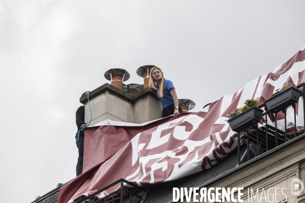 Banderole de Génération Identitaire à la manifestation contre le racisme et les violences policières