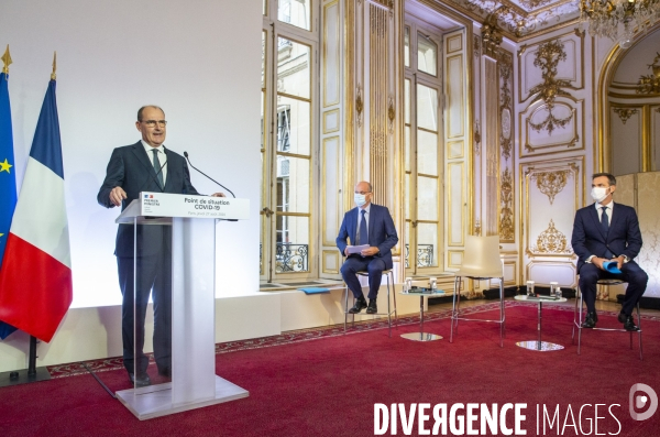 Castex, Véran et Blanquer : conférence de presse sur le COVID-19 à Matignon