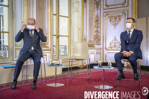 Castex, Véran et Blanquer : conférence de presse sur le COVID-19 à Matignon