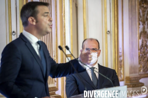 Castex, Véran et Blanquer : conférence de presse sur le COVID-19 à Matignon
