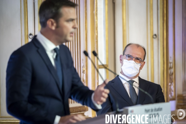 Castex, Véran et Blanquer : conférence de presse sur le COVID-19 à Matignon