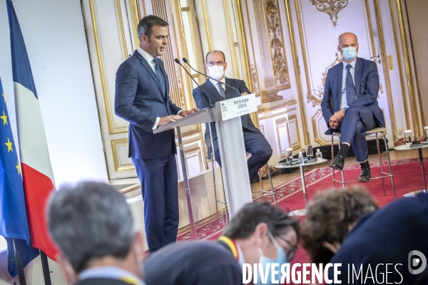 Castex, Véran et Blanquer : conférence de presse sur le COVID-19 à Matignon