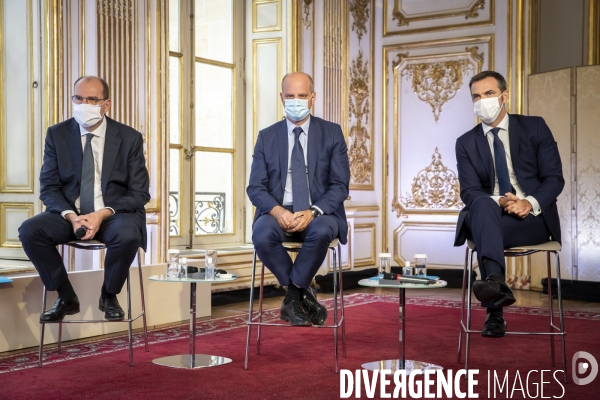 Castex, Véran et Blanquer : conférence de presse sur le COVID-19 à Matignon