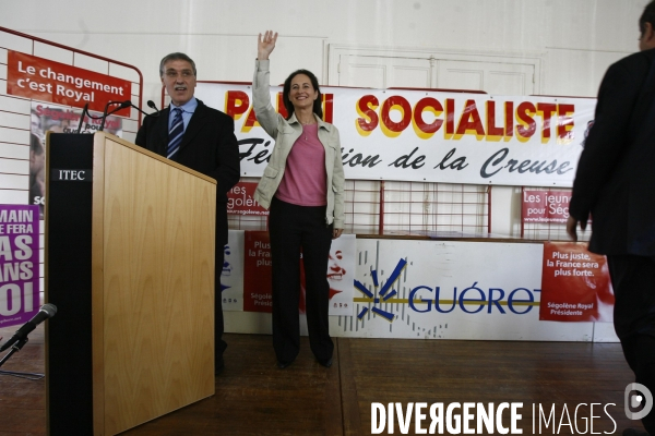 Segolene royal: deplacement en region centre auvergne, gueret, clermont-ferrand. visite d entreprises et rencontre avec la population.