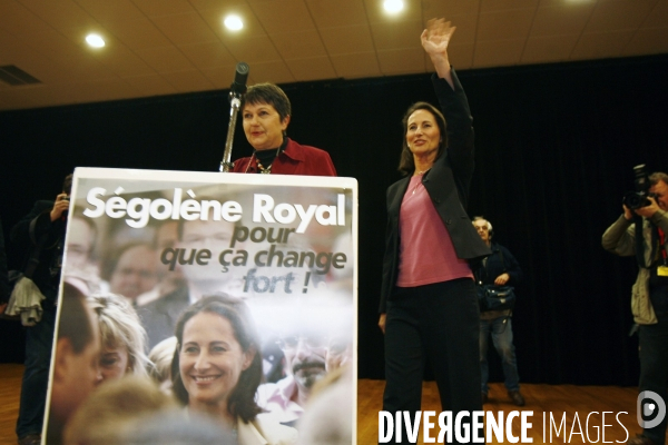Segolene royal: deplacement en region centre auvergne, gueret, clermont-ferrand. visite d entreprises et rencontre avec la population.