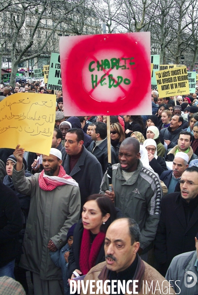 Manifestion contre les caricatures dans le magazine Charlie Hebdo en 2006.