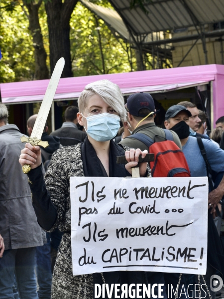 Manifestation GILETS JAUNES le 12 septembre2020, à Paris. Yellow vests 12 septembre 2020 in Paris.