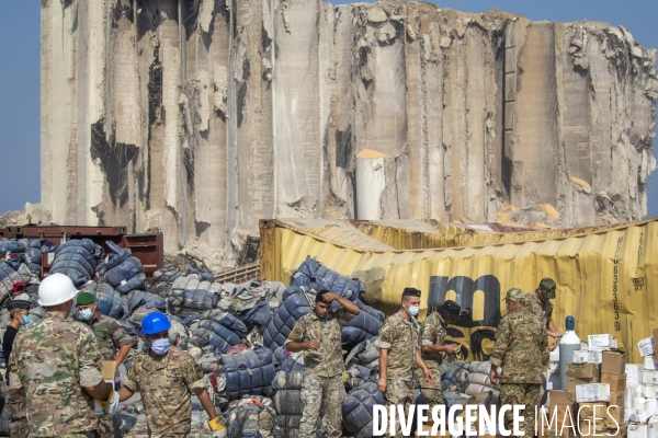 Les Armées française et libanaise déblaient de port de Beyrouth après l explosion du 4 aout 2020