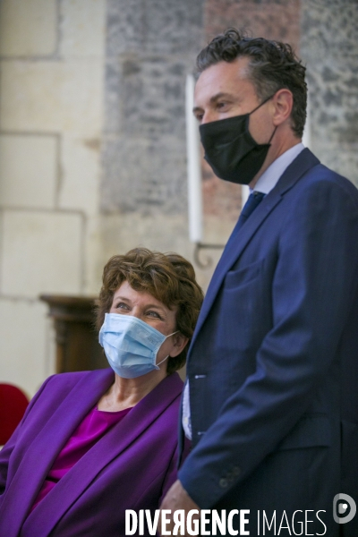 Roselyne Bachelot en déplacement à Angers sur le thème du patrimoine.