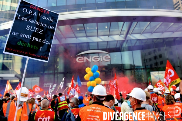 Manifestation de l intersyndicale de suez contre l offre de veolia