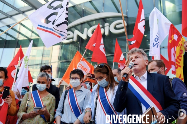 Manifestation de l intersyndicale de suez contre l offre de veolia