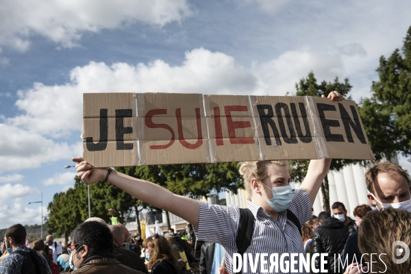 Manifestation pour les 1 an de l incendie de l usine de Lubrizol.