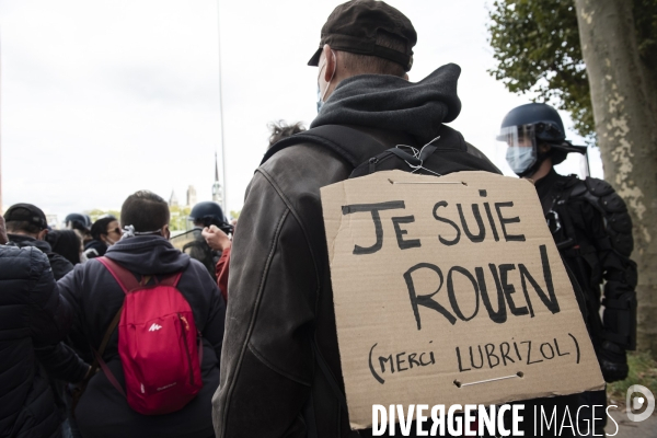 Manifestation pour les 1 an de l incendie de l usine de Lubrizol.