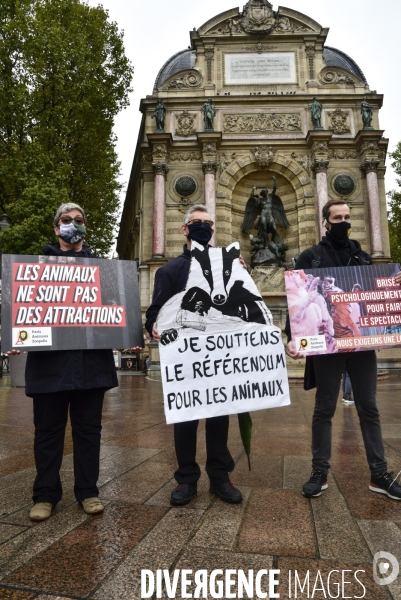 Referendum pour les animaux, les militants la veille de l annonce historique de madame Barbara Pompili. Referendum for animals.