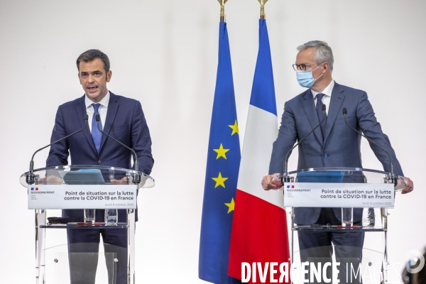 Olivier Véran et Bruno Le Maire: point presse sur l épidémie de Covid-19