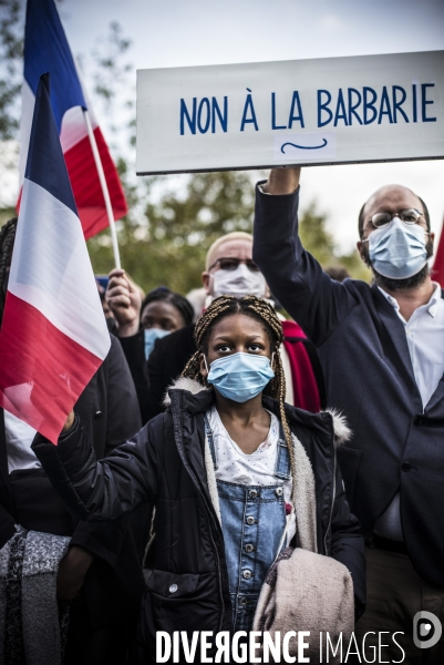 Rassemblement suite a l assassinat de l enseignant samuel paty.