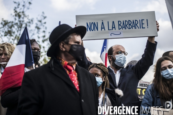 Rassemblement suite a l assassinat de l enseignant samuel paty.