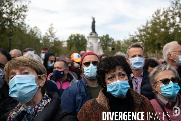 Manifestation à la mémoire de Samuel Paty, professeur décapité par un islamiste.