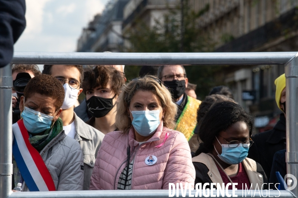 Manifestation à la mémoire de Samuel Paty, professeur décapité par un islamiste.