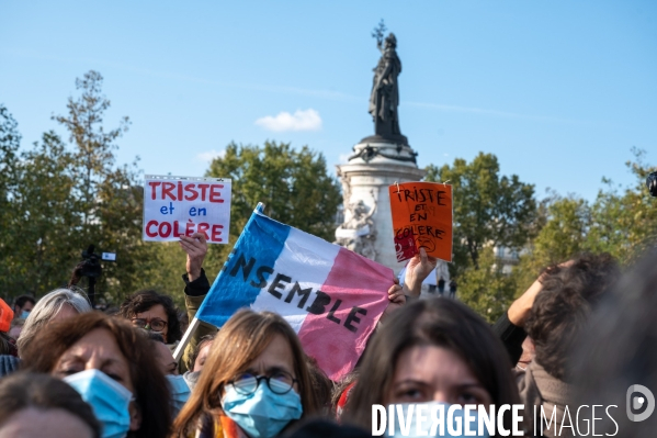 Manifestation à la mémoire de Samuel Paty, professeur décapité par un islamiste.