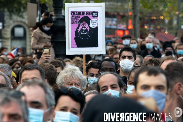 Manifestation à la mémoire de Samuel Paty, professeur décapité par un islamiste.
