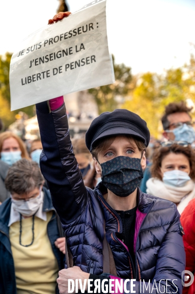 Manifestation à la mémoire de Samuel Paty, professeur décapité par un islamiste.