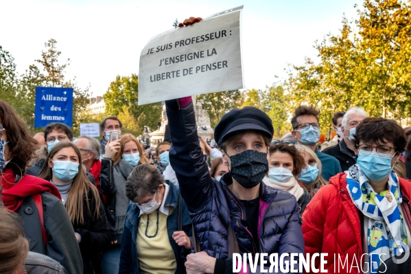 Manifestation à la mémoire de Samuel Paty, professeur décapité par un islamiste.
