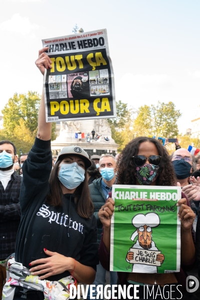 Manifestation à la mémoire de Samuel Paty, professeur décapité par un islamiste.