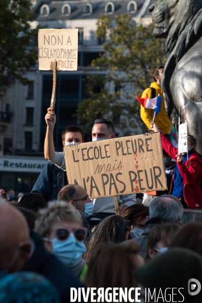 Manifestation à la mémoire de Samuel Paty, professeur décapité par un islamiste.