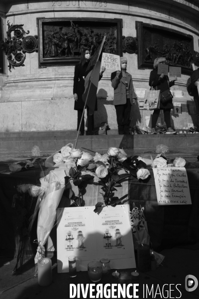 Rassemblement en hommage à Samuel Paty, Place de la République. Demonstration against terrorism,  Samuel Paty assassinated.