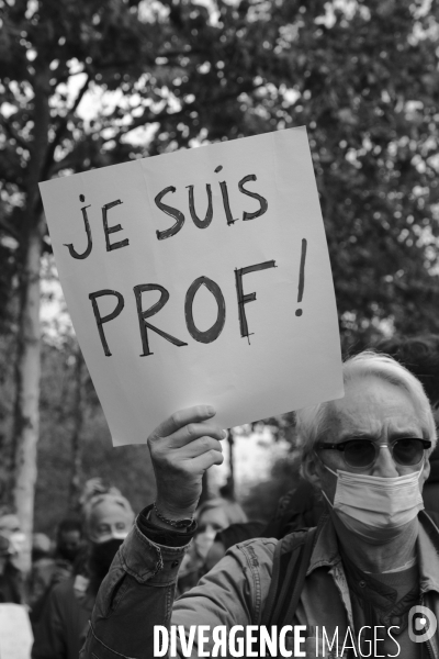 Rassemblement en hommage à Samuel Paty, Place de la République. Demonstration against terrorism,  Samuel Paty assassinated.