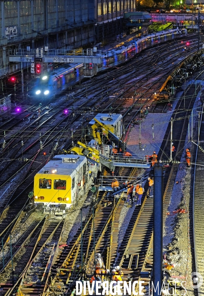 Travaux nocturnes sur le faisceau ferroviaire de la ligne Paris Saint Lazare