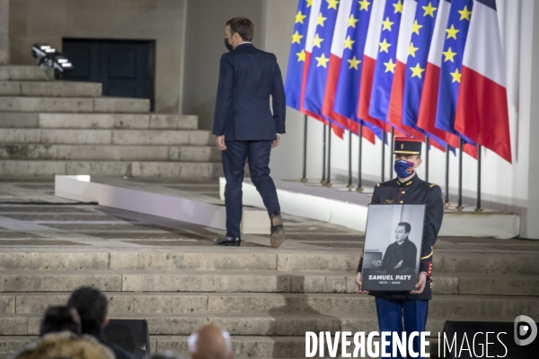 Hommage national à Samuel Paty dans la cour de la Sorbonne