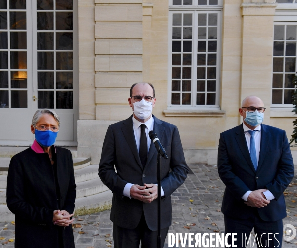 Jean castex premier ministre reçoit les partenaires sociaux à l occasion de la 2ème conférence du dialogue social