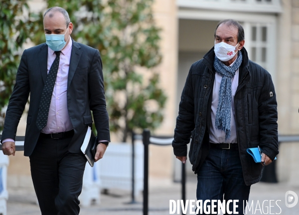 Jean castex premier ministre reçoit les partenaires sociaux à l occasion de la 2ème conférence du dialogue social