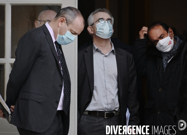 Jean castex premier ministre reçoit les partenaires sociaux à l occasion de la 2ème conférence du dialogue social