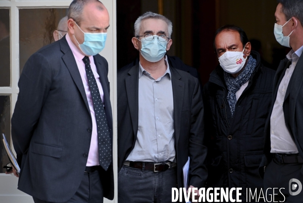 Jean castex premier ministre reçoit les partenaires sociaux à l occasion de la 2ème conférence du dialogue social