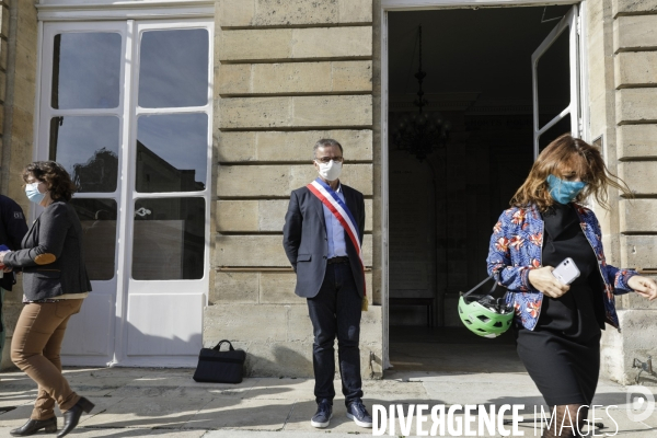 Pierre HURMIC Bordeaux, Minute de silence pour l assassinat de Samuel PATY