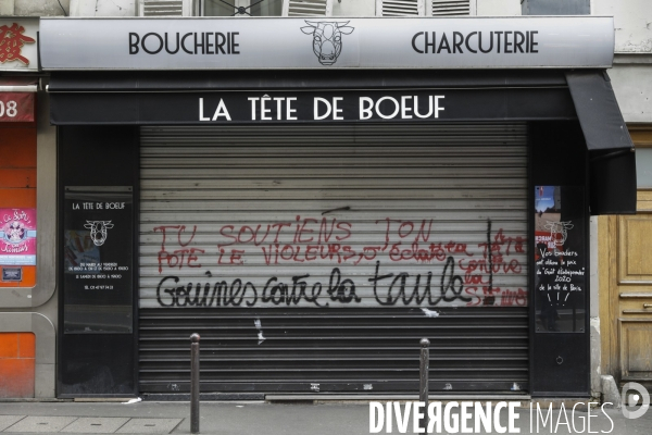 Magasins fermés la veille du premier jour de confinement rue de Belleville à Paris