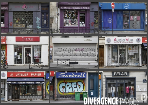 Magasins fermés la veille du premier jour de confinement rue de Belleville à Paris