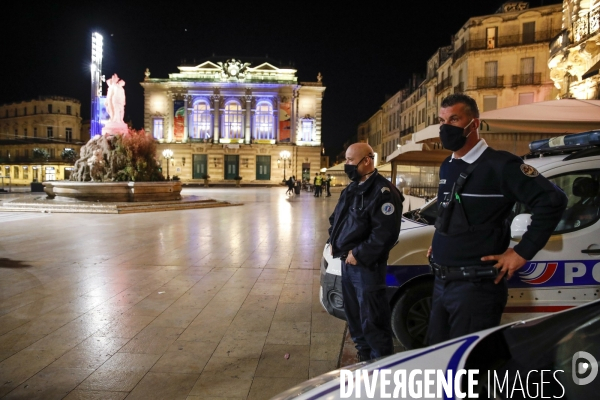 Controles de Police pour la première soirée de Couvre-feu à Montpellier