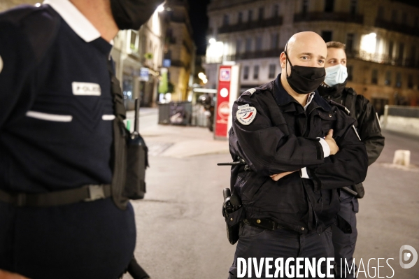 Controles de Police pour la première soirée de Couvre-feu à Montpellier