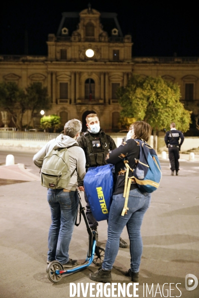 Controles de Police pour la première soirée de Couvre-feu à Montpellier